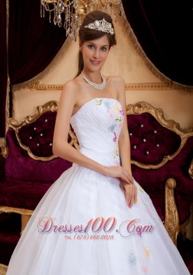 Exquisite Appliques Organza White Sweet 16 Dress