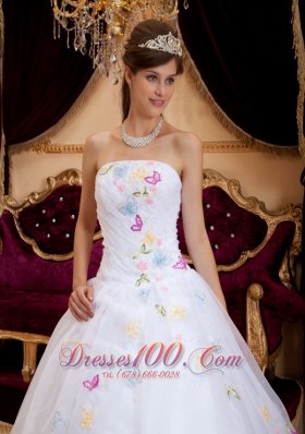 Exquisite Appliques Organza White Sweet 16 Dress