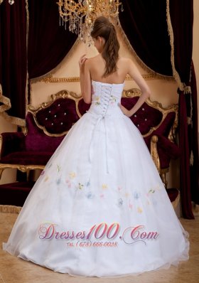 Exquisite Appliques Organza White Sweet 16 Dress