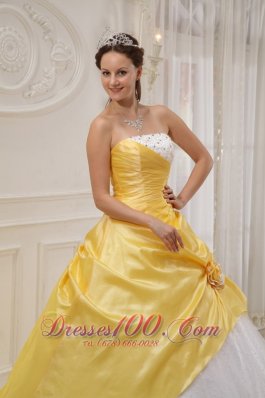 For Sale Yellow and White Flower Sweet 16 Dress