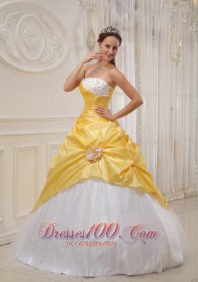 For Sale Yellow and White Flower Sweet 16 Dress