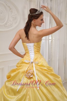 For Sale Yellow and White Flower Sweet 16 Dress