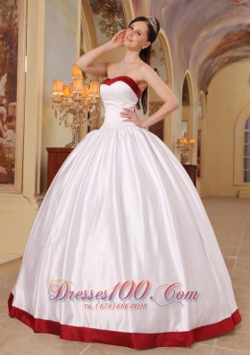 White and Red Sweetheart Floor-length Quinceanera Dress