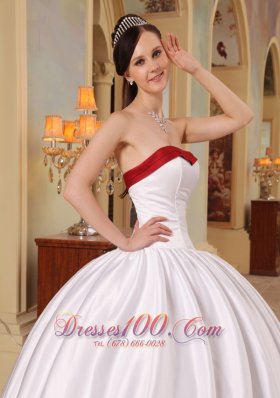 White and Red Sweetheart Floor-length Quinceanera Dress