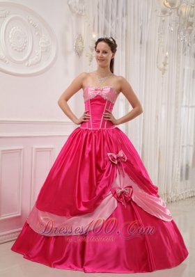 Hot Pink Sweetheart Beading Appliques Sweet 15 Dress