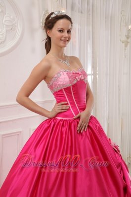 Hot Pink Sweetheart Beading Appliques Sweet 15 Dress