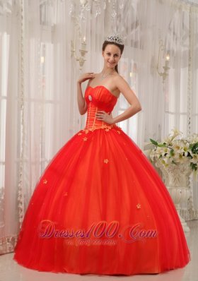 Trendy Red Appliques Sweetheart Dress for Quinceanera