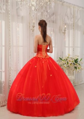 Trendy Red Appliques Sweetheart Dress for Quinceanera