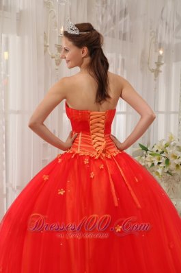 Trendy Red Appliques Sweetheart Dress for Quinceanera