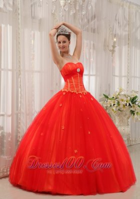 Trendy Red Appliques Sweetheart Dress for Quinceanera