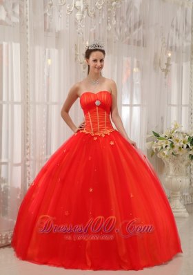 Trendy Red Appliques Sweetheart Dress for Quinceanera