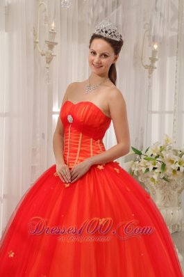 Trendy Red Appliques Sweetheart Dress for Quinceanera