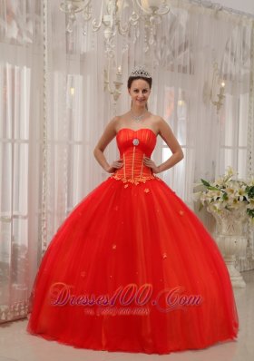 Trendy Red Appliques Sweetheart Dress for Quinceanera