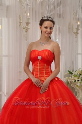 Trendy Red Appliques Sweetheart Dress for Quinceanera