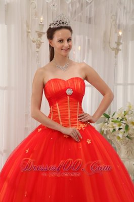 Trendy Red Appliques Sweetheart Dress for Quinceanera