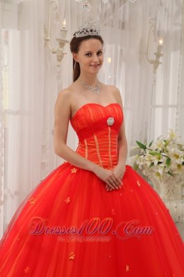 Trendy Red Appliques Sweetheart Dress for Quinceanera