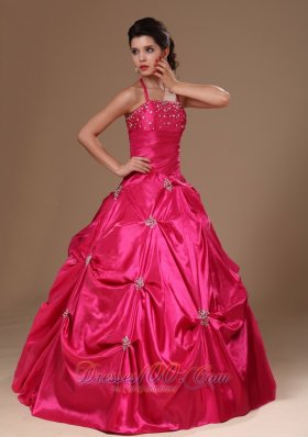 Hot Pink Pick-ups Halter A-line Military Ball Gowns