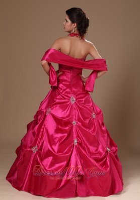Hot Pink Pick-ups Halter A-line Military Ball Gowns