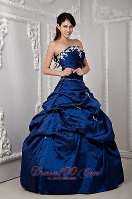 Royal Blue Sweetheart Sash Floor-length Dress for Quinceanera