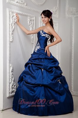 Royal Blue Sweetheart Sash Floor-length Dress for Quinceanera