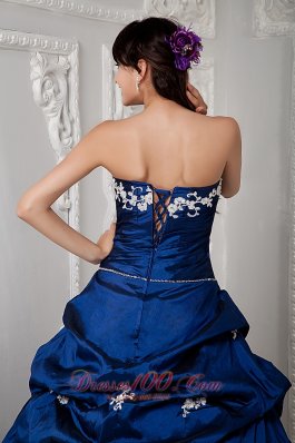 Royal Blue Sweetheart Sash Floor-length Dress for Quinceanera