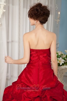Wine Red Appliques Strapless Floor-length Quinceanera Dress