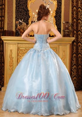 Baby Blue Quinceanera Dress Strapless Beading Floor-length