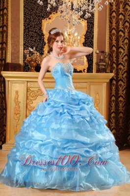 Aqua Blue Quinceanera Dress Appliques Sweetheart Organza