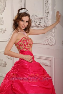 Hot Pink Strapless Appliques Ball Gown for Sweet 16 Organza