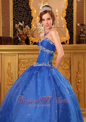 Blue Sweetheart Appliques Beading Ball Gown for Sweet 16