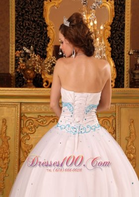 White Ball Gown Strapless Beading Quinceanera Dress