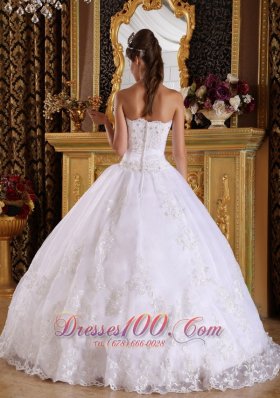 Embroidery Beading White Floor-length Quinceanera Dress