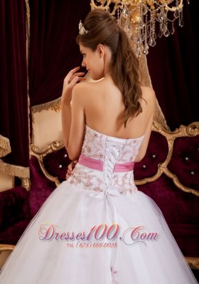 White A-line Sweetheart Tulle Floor-length Sweet 16 Dress