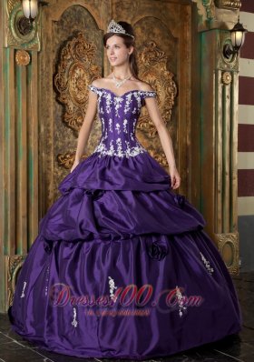 Purple Quinceanera Dress Off The Shoulder Appliques