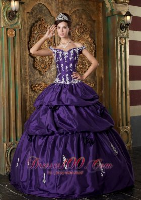 Purple Quinceanera Dress Off The Shoulder Appliques