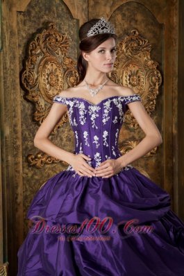 Purple Quinceanera Dress Off The Shoulder Appliques