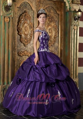 Purple Quinceanera Dress Off The Shoulder Appliques