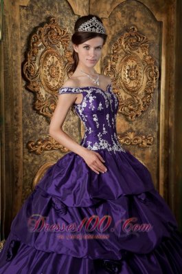 Purple Quinceanera Dress Off The Shoulder Appliques