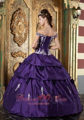 Purple Quinceanera Dress Off The Shoulder Appliques