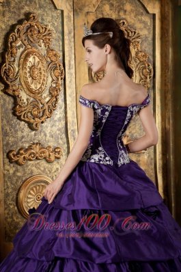 Purple Quinceanera Dress Off The Shoulder Appliques