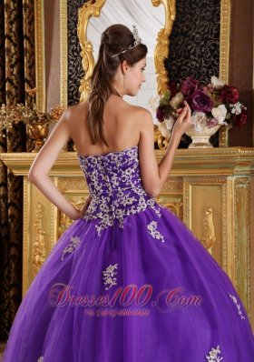 Purple Sweetheart Quinceanera Dress Appliques Floor-length