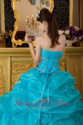 Teal Floor-length Quinceanera Dress Sweetheart Appliques