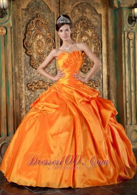 Spring Orange Sweetheart Appliques Quinceanera Dress