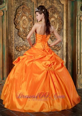 Spring Orange Sweetheart Appliques Quinceanera Dress