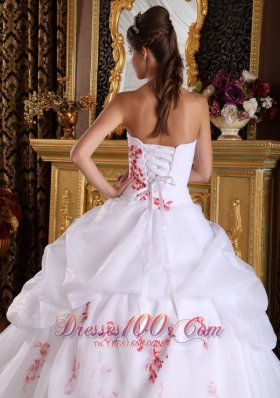 White A-Line Appliques Strapless Sweet 16 Dress