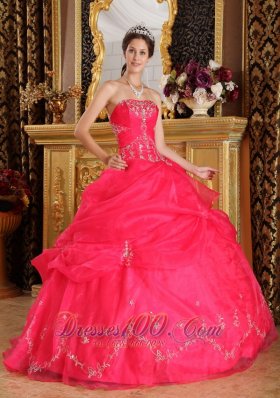 Coral Red Appliques Strapless Sweet 16 Dress Designer