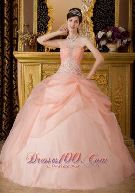 Baby Pink Beading Quinceanera Dress Strapless Floor-length