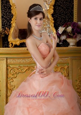 Baby Pink Beading Quinceanera Dress Strapless Floor-length