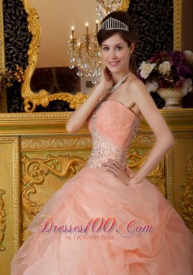 Baby Pink Beading Quinceanera Dress Strapless Floor-length