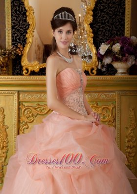 Baby Pink Beading Quinceanera Dress Strapless Floor-length